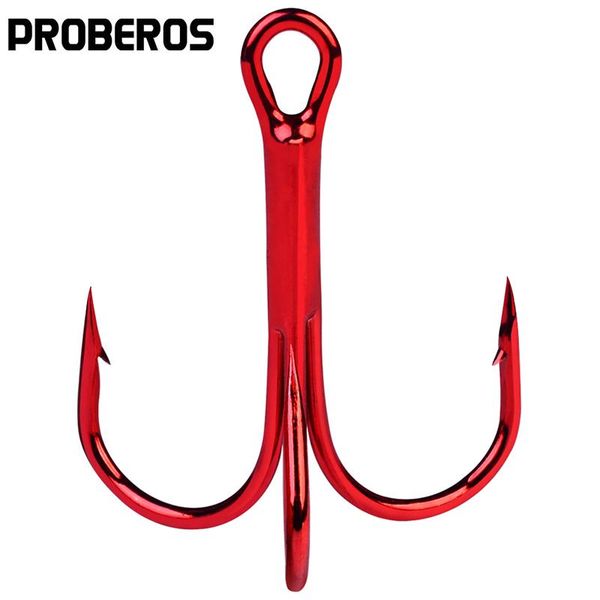 

50pc fishhook proberos brand fishing hook high carbon steel treble tackle round bent saltwater bass 2#-10# hooks