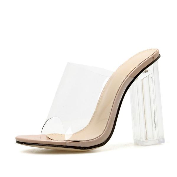 

jelly slippers crystal open toed women transparent heel sandals pumps orange, Black
