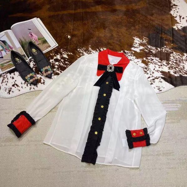 

women's blouses & shirts ah12268 fashion 2021 runway luxury european design party style clothing, White