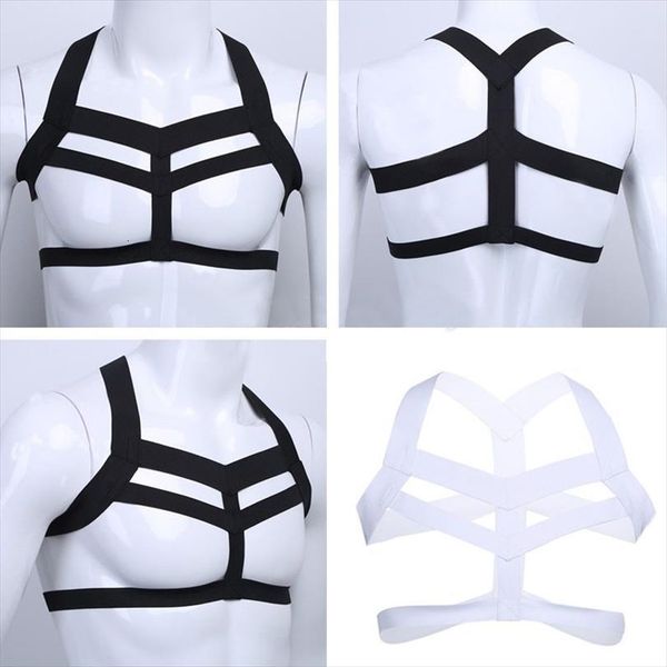 

lingerie men elastic straps short shirt fad outdoor exercise jogging fitness gay harness bondage exotic tanks, White;black