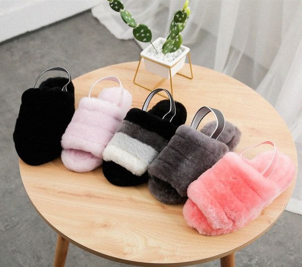 

2021 puffer australian us womens designer slipper furry fluff yeah slides pantoufles fur luxury sandals 35-42 20z7#, Black
