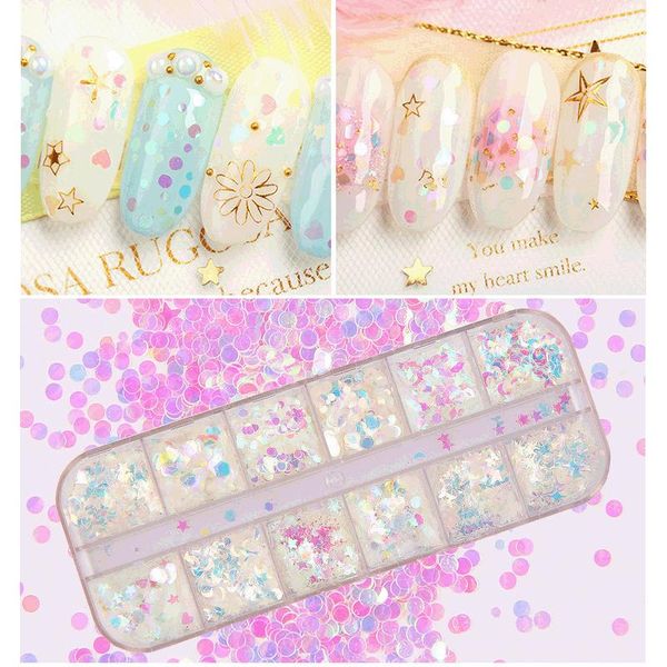 

nail glitter 1set 12 colors butterfly holographics sequins 3d love decoration design sticker art diy accessories, Silver;gold