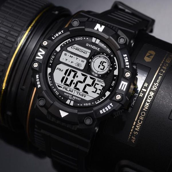 

sport mens watches digital watch led date men's outdoor waterproof electronics male wristwatches relogio masculino, Slivery;brown