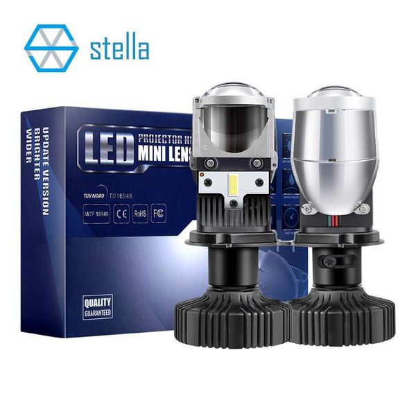 

stella 55w/bulb h4 led mini projector lamp for cars/motorcycle lens light auto headlights 12v bi diodes ice canbus car