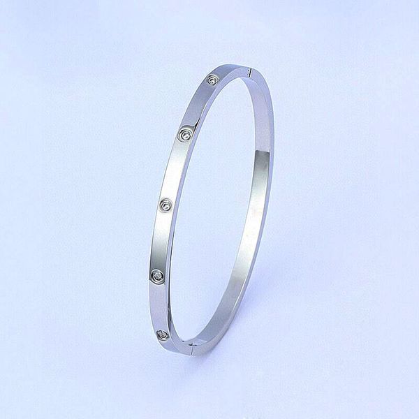 

2021 fashion love bracelet 4mm for woman luxury designer jewelry women bracelets stainless steel 18k gold bangle with crystal birthday gift, Golden;silver