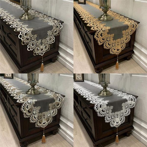 

table cloth lace tea runner embroidered europe tv cabinet tablecloth pendant tassel dresser dust cover home decor