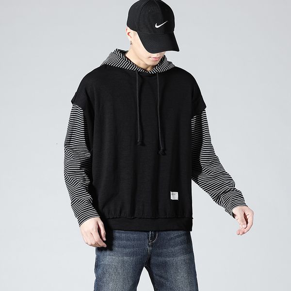 

men's hoodis & swatshirts moltom stilo harajuku masculino, moltom casual, da moda, para primavra outono, com contrast gola rdonda xomb, Black