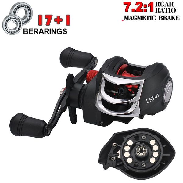 

lizard 17+1bb baitcasting reel 7.0:1 high speed fishing 8kg max drag left right hand reinforced reels