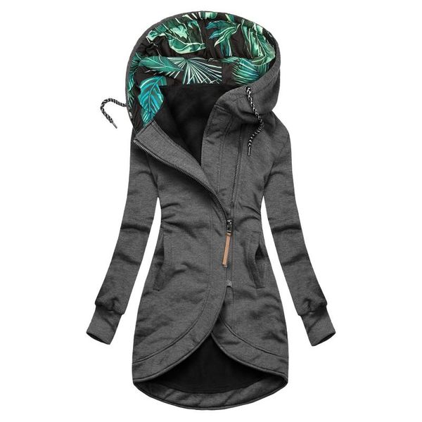 

women's hoodies & sweatshirts drawstring fashion zip-up solid stitching hooded slim jacket coat outwear winter casual loose jumper, Black