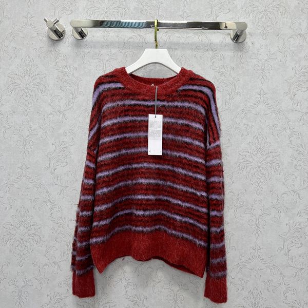 

21 autumn winter mohair rainbow knitted pullover sweater, White;black