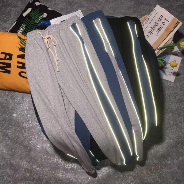 

fall products pure color straight footwear pants loose european and american sports casual men running, Black;blue