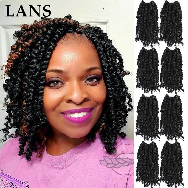 

lans passion twist crochet hair synthetic braiding hair extensions 24 inch 16 strands/pcs spring twist 100g/pack long black brown ls01