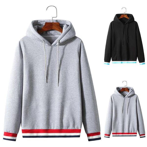 

men's hoodies & sweatshirts winter warm hoodie casual men color block long sleeve hooded sweatshirt sport pullover clothing, Black