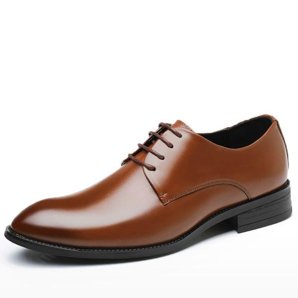 

men wedding shoes office formal flats lace-up classic business leather dress chaussure homme luxe, Black