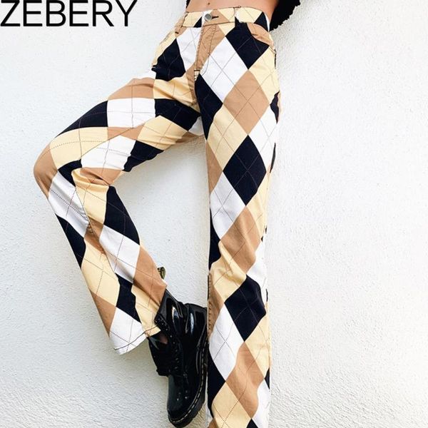 

argyle plaid skinny high waist pants women y2k harajuku casual checkered long trousers ladies vintage streetwear 2021 women's & capris, Black;white