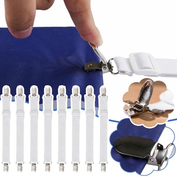 

clothing & wardrobe storage adjustable 8pcs elastic mattress cover corner holder clip bed sheet fasteners straps grippers suspender cord hoo