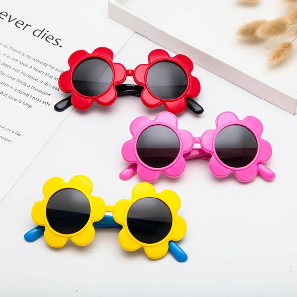 

children's sunglasses girls boys beach protective round flower baby glasses childrens accessories silicone ultraviolet-proof b6955, Blue