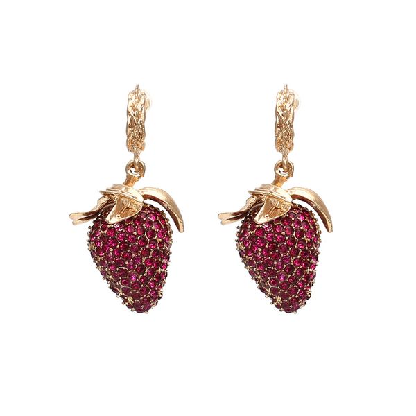 

s2101 fashion jewely strawberry earrings rhinstone dangle earring, Silver