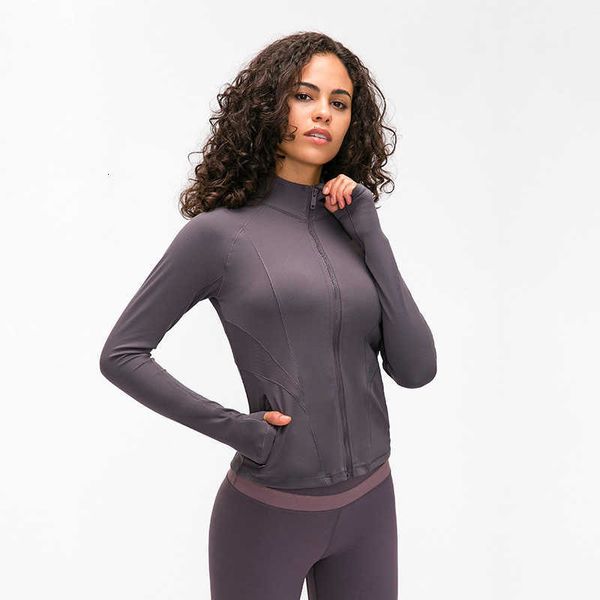 

l-98 two-sided wear women sportswear zipper quick dry sport et outwear yoga gym profsional polyter coat running clothing, Gray