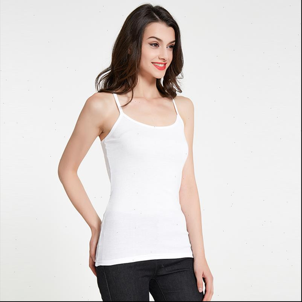 

fashion spaghetti women tank straps cotton camis slim fitness sling stretch comfy sleeveless t shirt streetwear summer camisole, White