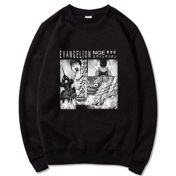 

men's hoodies & sweatshirts fashion trend style daily anime rei ayanami print clothes tracksuits comfortable unsiex clothi, Black