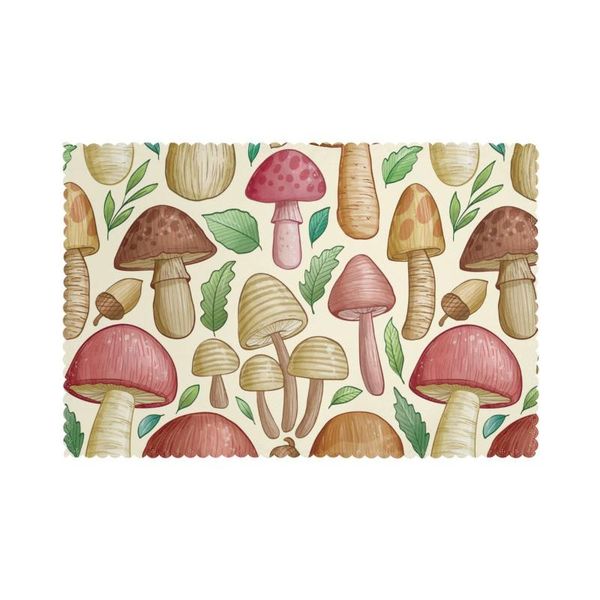 

mats & pads tableware pad placemats 6 pcs table mat non-slip hand drawn mushroom for dining
