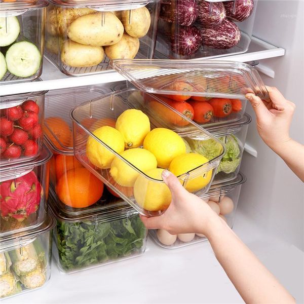 

storage bottles & jars pet refrigerator food box with lid vegetable fruit preservation transparent kitchen seal containers organizer
