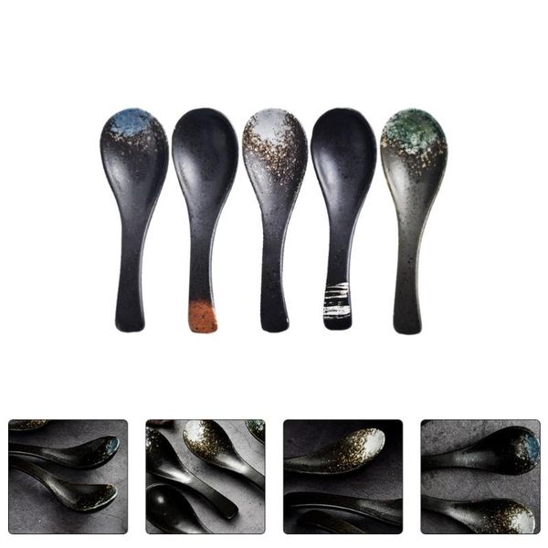 

spoons 5pcs japanese style soup spoon ceramic rice home kitchen tableware