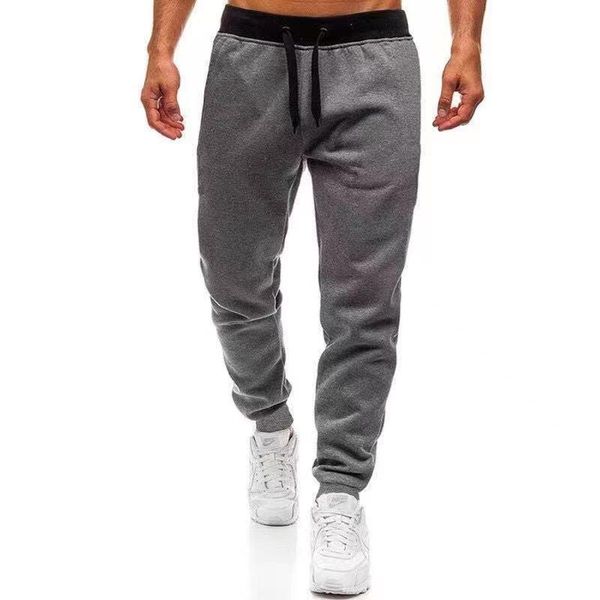 

men's pants thin running jogging men cotton soft bodybuilding joggers sweatpants long trousers sport training, Black