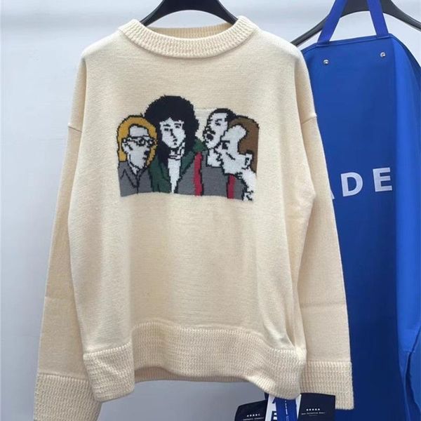 

men's sweaters ader error sweater men woman four people discussing characters cartoon crewneck adererror sweatshirts, White;black