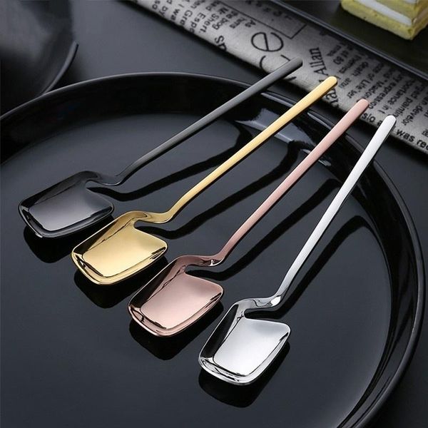 

forks creative long handle wall hanging spoon stainless steel dessert mixing ice cream tea coffee stirring tableware party