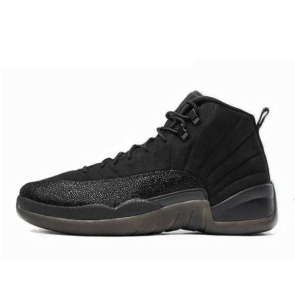 

new 12s men basketball shoes 12 reverse flu game dark triple black indigo royal red mens trainer athletic sneaker size 7-13 18