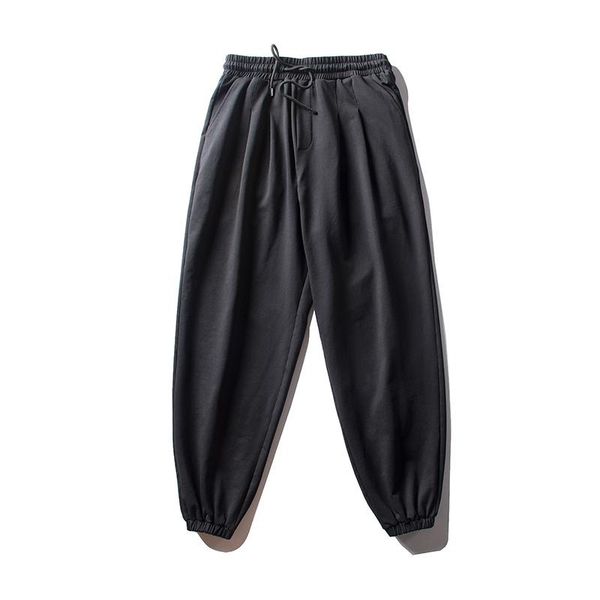 

men's pants autumn casual knitted sports ankle-tied spring and trendy loose korean style all-match workwear sweatpants, Black