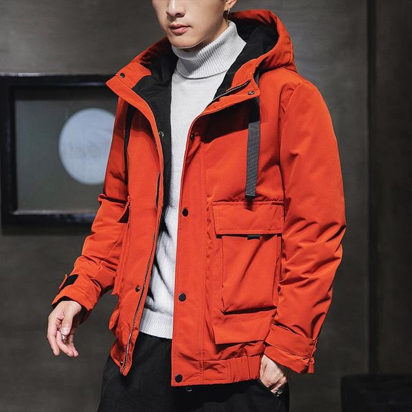 

men's down & parkas thick and warm hooded cotton-padded jacket for fall/winter leisure wide short outdoor cold-proof all-match, Black