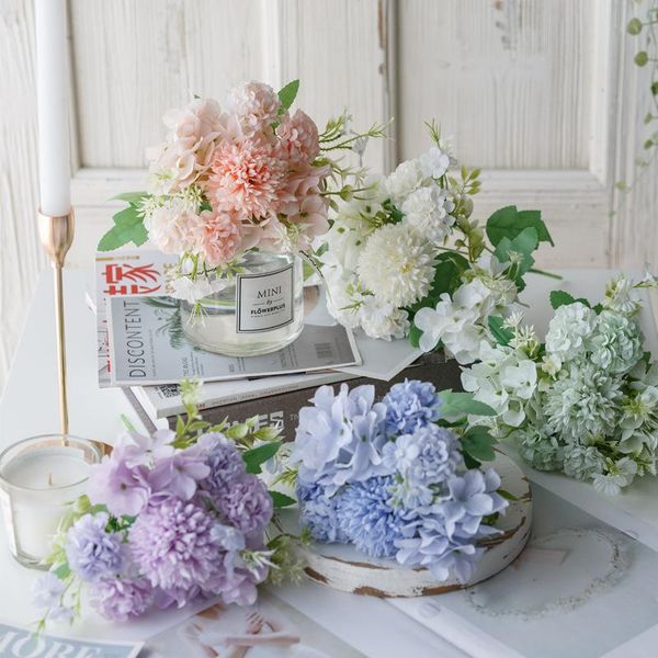 

nordic artificial flower hydrangea holding wedding bouquet silk for home party table decoration fall decorations fake flo decorative flowers