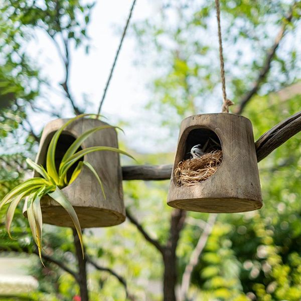 Vasen zum Aufhängen, dekorativer Blumentopf aus Holz, Blumenarrangement, Wanddekoration, kreative Anhänger