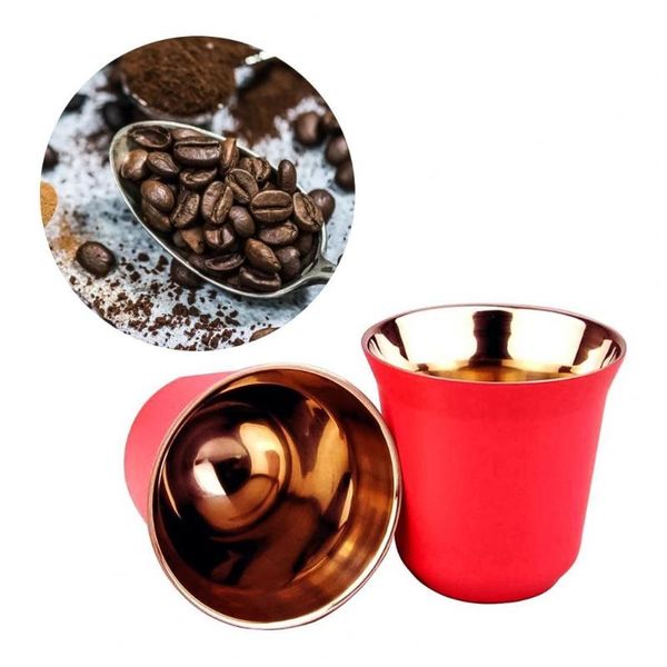 

cups & saucers espresso mugs 80ml double wall stainless steel set, insulated tea coffee dishwasher safe
