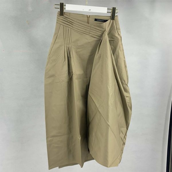 

skirts [ewq] 2021 spring and autumn high waist solid color pleated women's korean fashion trend ladies all-mach khaki skirt qz241, Black