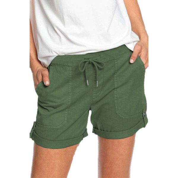

women's shorts 2021 summer fashion high waist loose solid color wide legs casual female lace-up short plus size, White;black