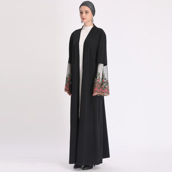 

ethnic clothing 2021 middle east women's muslim turkish islamic patchwork embroidered lace dubai abaya ensemble femme musulmane, Red