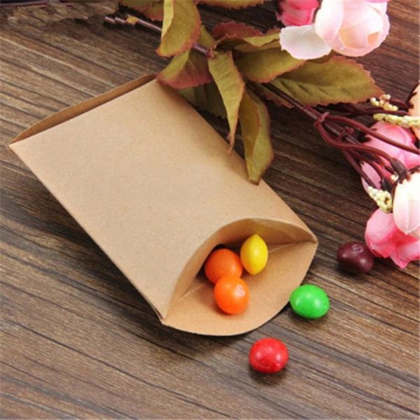 

gift wrap 100pcs pillow candy boxes kraft paper wedding party favor (with rope)