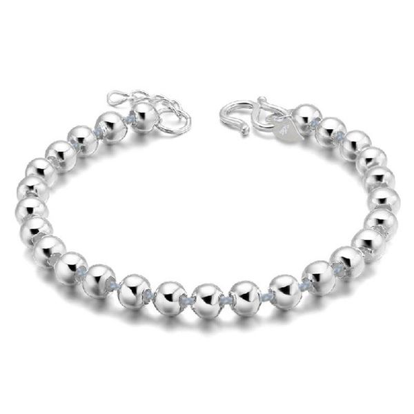 

link, chain 925 sterling silver romantic lovely fashion female handmade jewelry glossy ball bracelet, Black