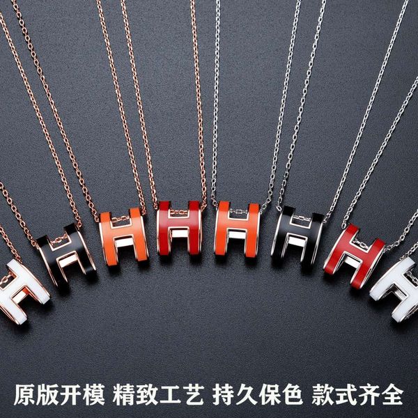 

necklace aijia letter high version women's 18k rose gold cnc enamel pendant clavicle, Silver