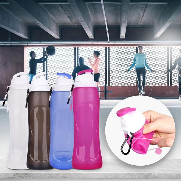 

water bottle outdoor large-capacity silicone folding portable sports multicolor camping transparent kettle tools