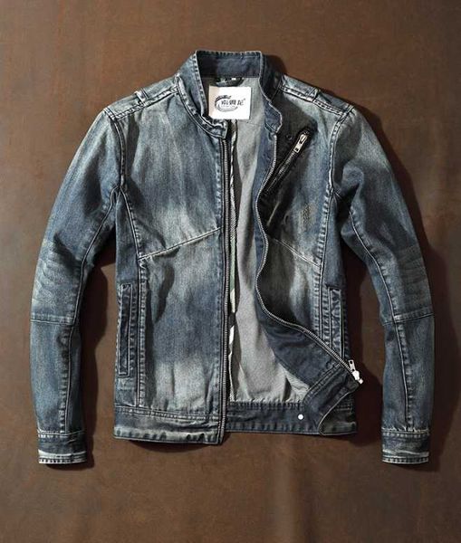 

men's jackets spring autumn motorcycle biker jeans men stand collar denim coat man casual streetwear vintage cowboy, Black;brown