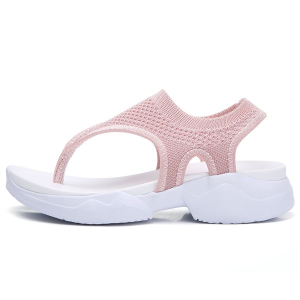 

summer breathable mesh ankle-wrap cute sandals women pink flat sandals for female eva sole ladies sandals sandali donna size 43, Black