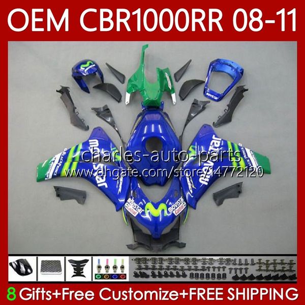 Corpo de molde de injeção para HONDA CBR1000 CBR 1000CC 1000 RR CC 08-11 Bodywork 60NO.43 CBR-1000 CBR1000RR 08 09 10 11 CBR 1000RR 2008 2009 2011 2011 Movistar Blue OEM Feeding