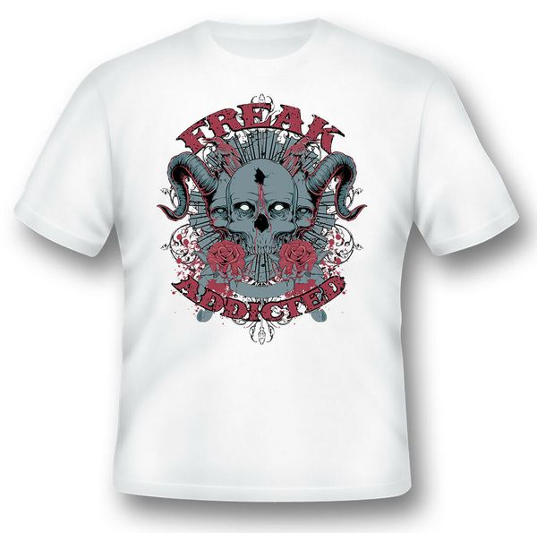 

freak addicted skulls black or white tee, White;black
