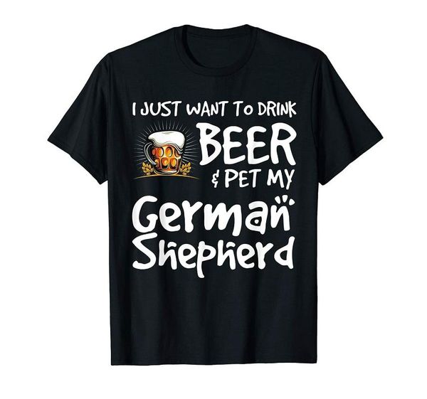 

men's t-shirts 2021 summer t-shirt beer and german shepherd printed pattern cotton o-neck hip-hop cool street casual high-quality, White;black