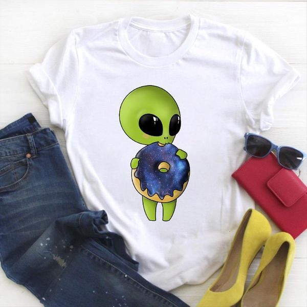 

baby funny space printed womens cute cartoon summer tee clothes graphic, White